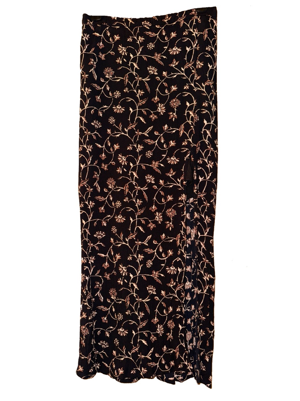 Black Floral Maxi Skirt with Vine Print
